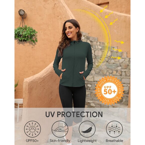 Women's UPF 50+ Sun Protection Hoodie Shirt Lightweight Breathable Active - Picture 6 of 6